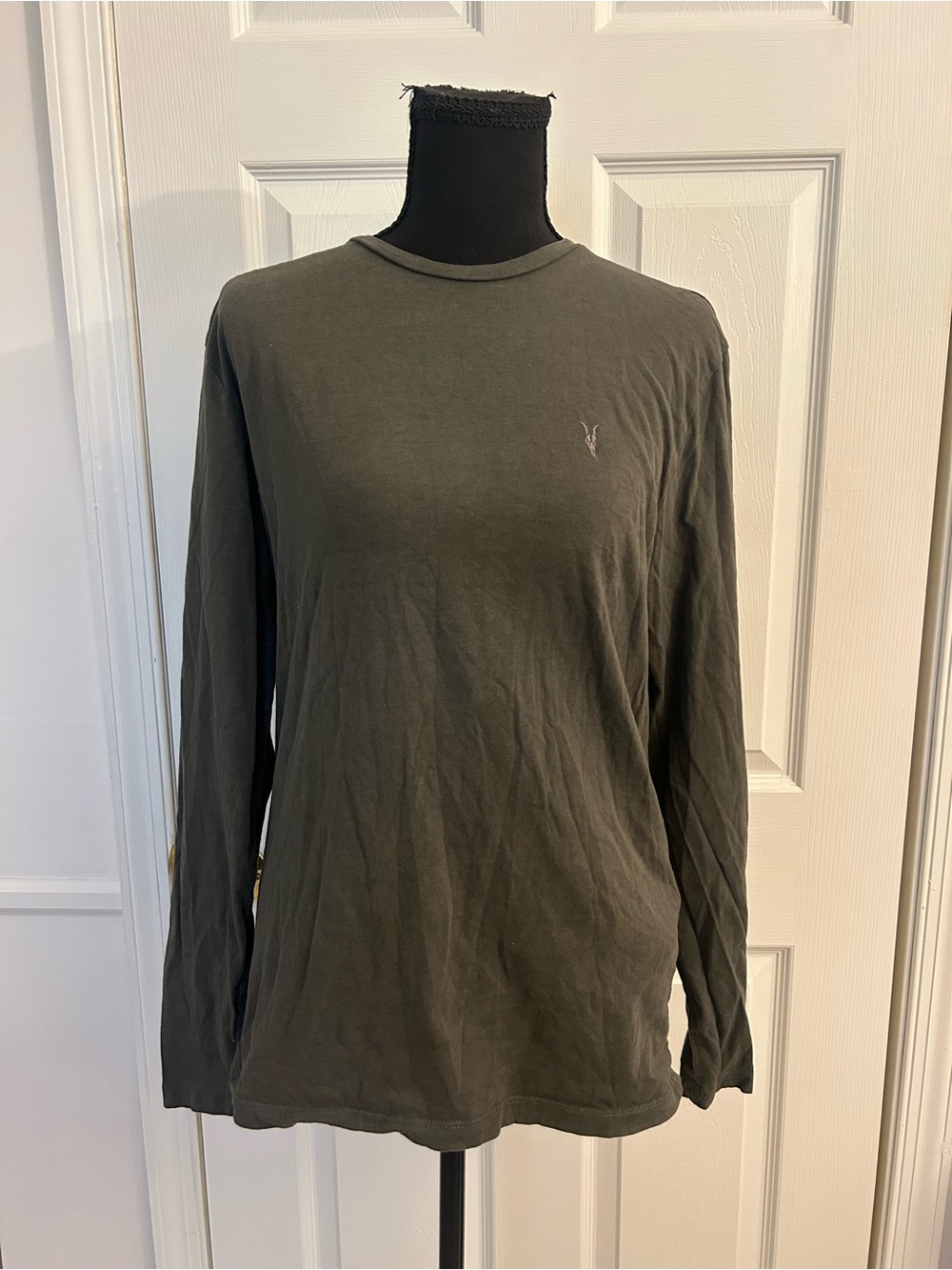 All Saints Men's Long Sleeve Crew Tee in Olive
